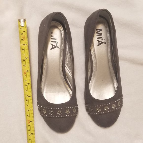 Girl Shoes Size 3M Gray Suede - Picture 2 of 4